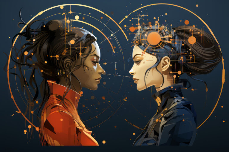 Create a duo of twin avatars, one with a celestial theme and the