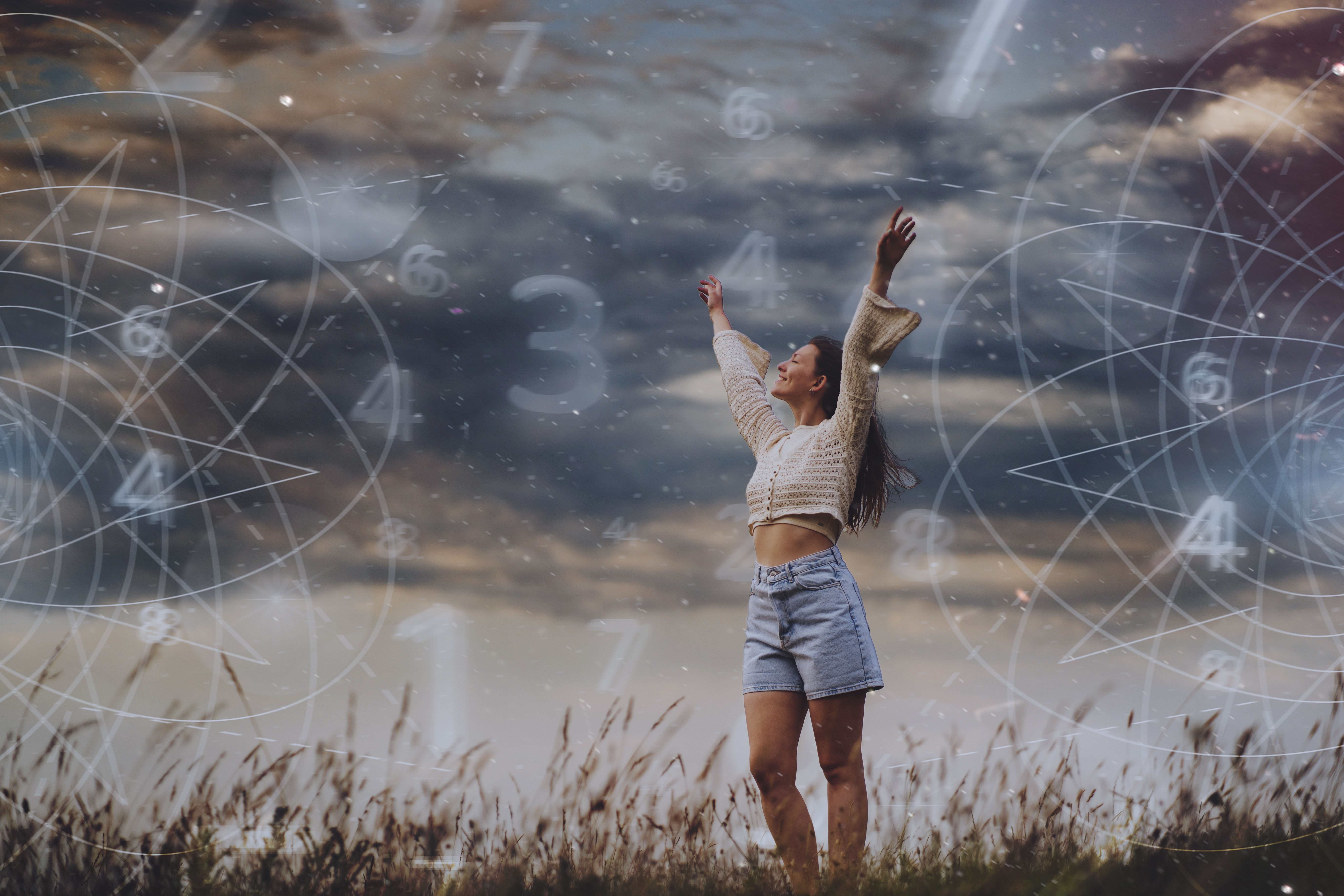 abstract-numerology-concept-with-woman-full-shot