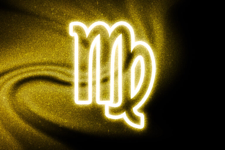 Virgo zodiac sign, gold glitter, Horoscope Astrology background, Virgo